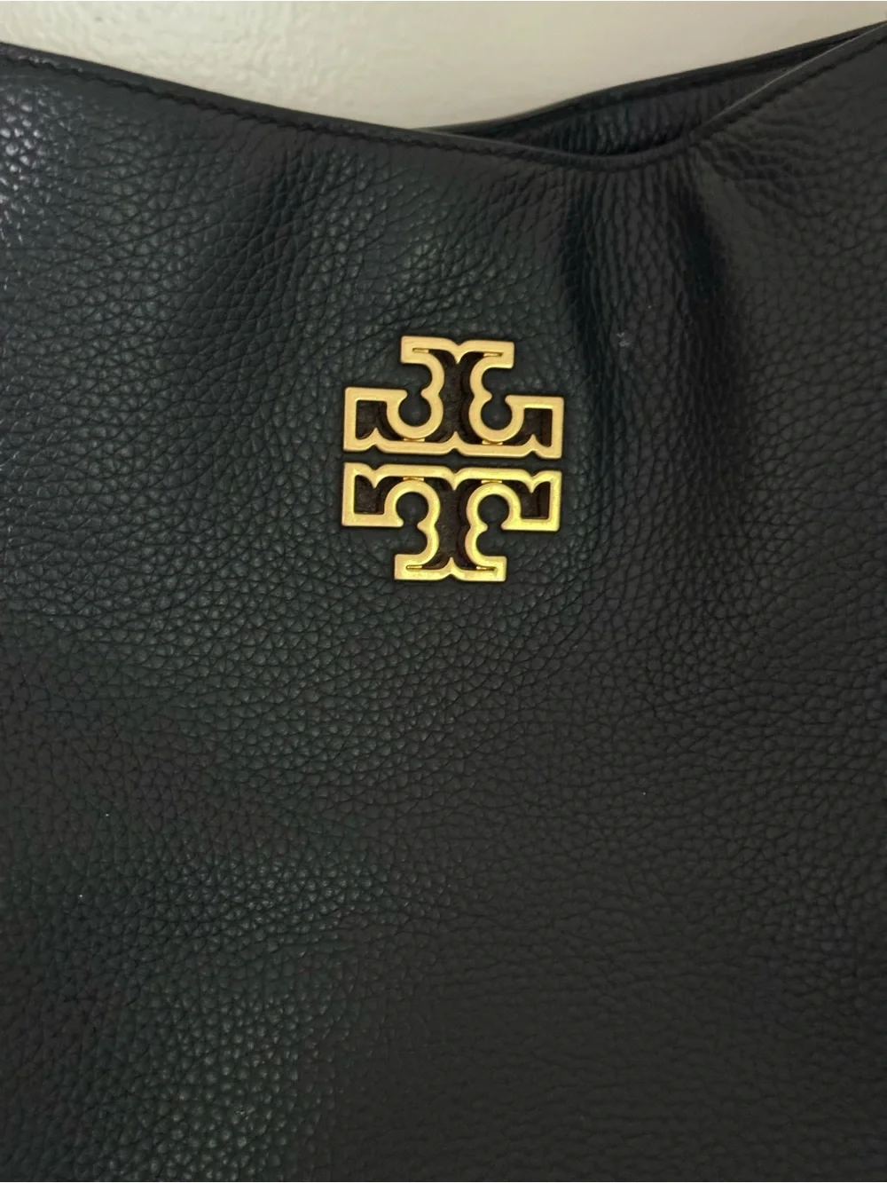 Tory Burch Black Leather Tote with Gold Chain Handles